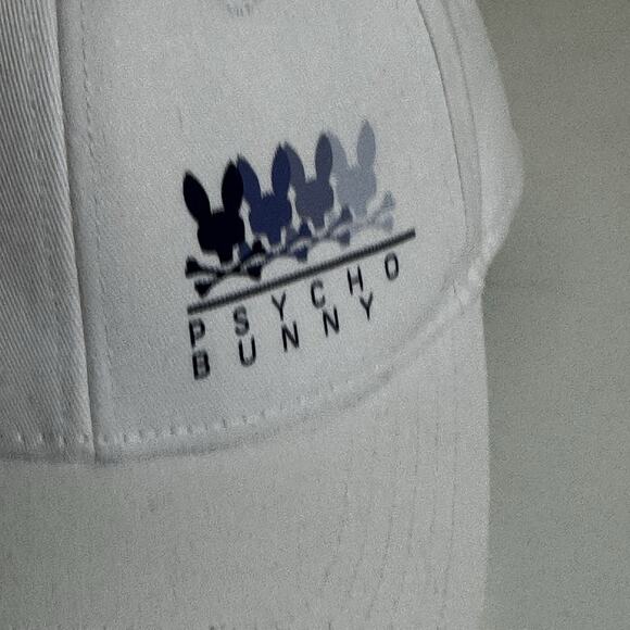 Psycho Bunny Cap Hat White Adult Adjustable Preppy Strapback Baseball Casual - Picture 2 of 5